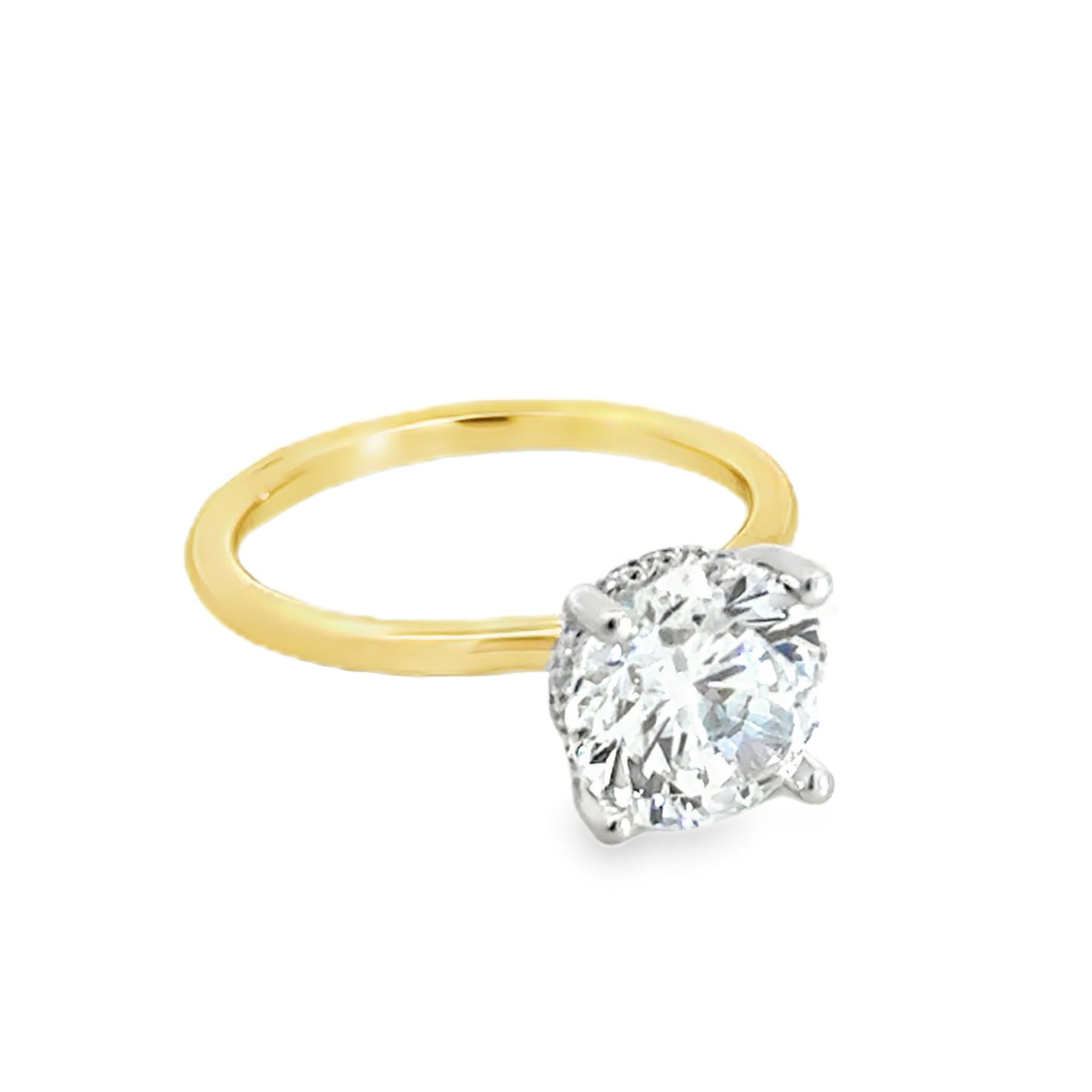 14K Two Tone Diamond Engagement Ring with Accent Diamonds