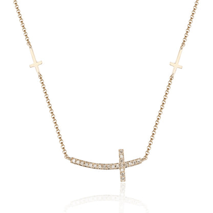 Luvente | 14K Gold Side Cross Necklace