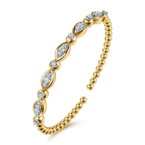 14K White and Yellow Gold Bujukan Marquise Bezel Diamond Bangle Bracelet (.50 CTW)