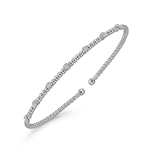 14K White Gold Bujukan Diamond Stations Bangle