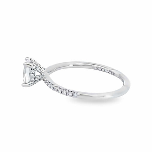 14K White Gold Oval Cut Diamond Engagement Ring
