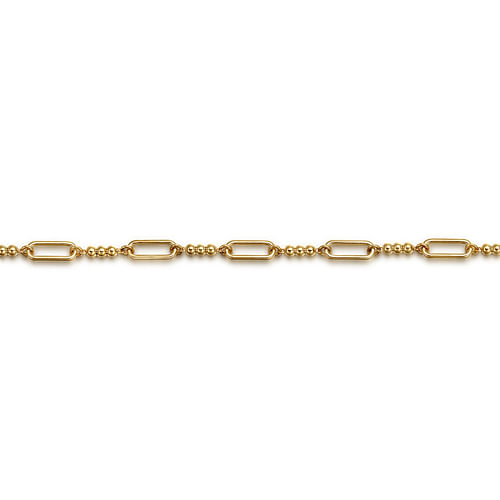 14K Yellow Gold Bujukan Beads Link Chain Bracelet