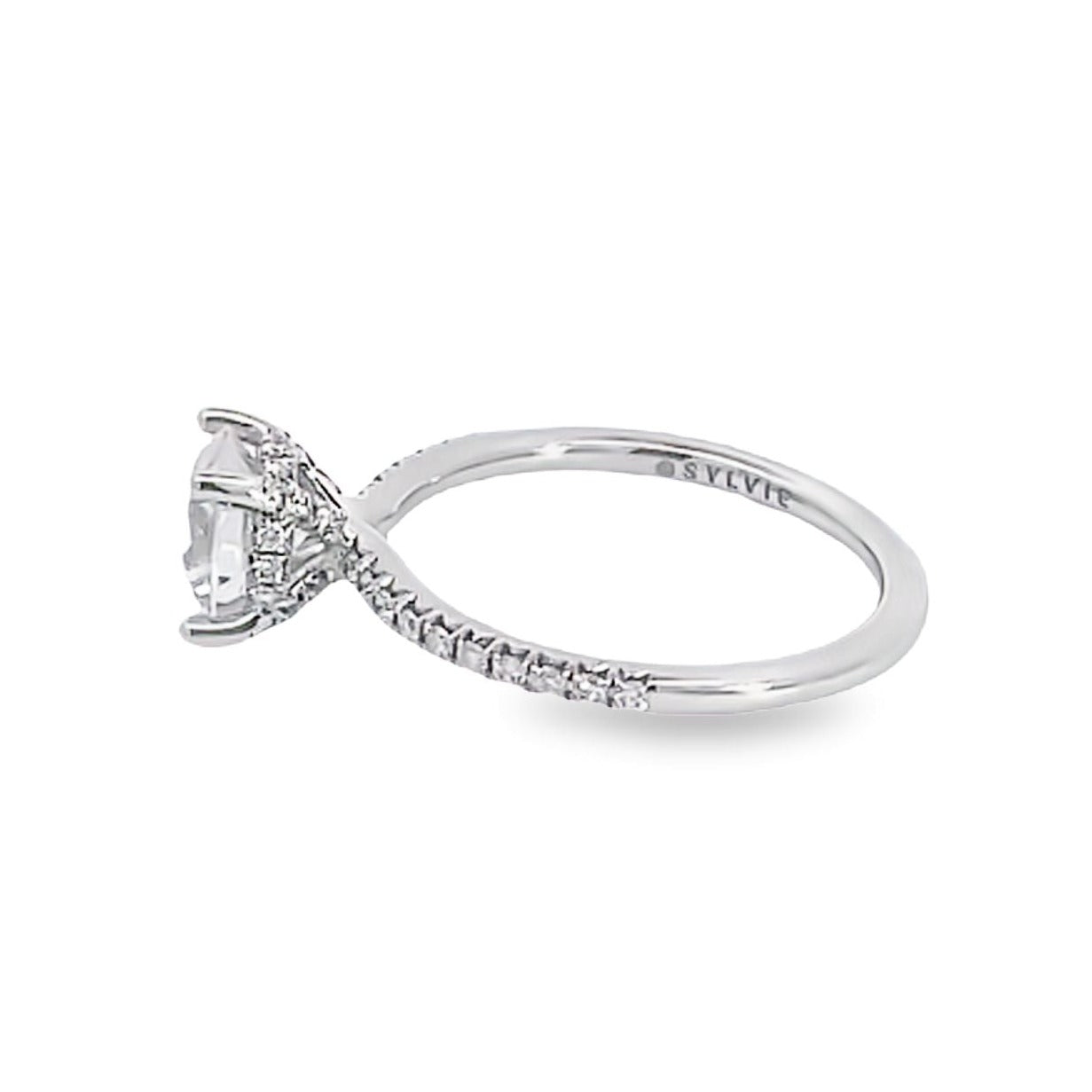 14K White Gold Round Cut Engagement Ring