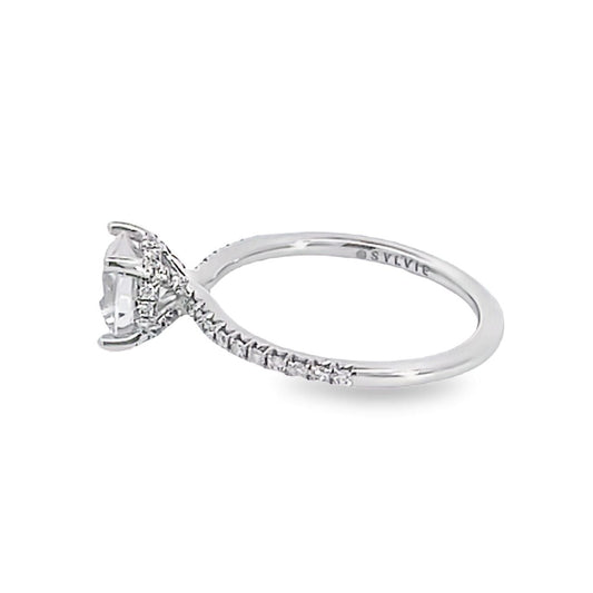 14K White Gold Round Cut Engagement Ring