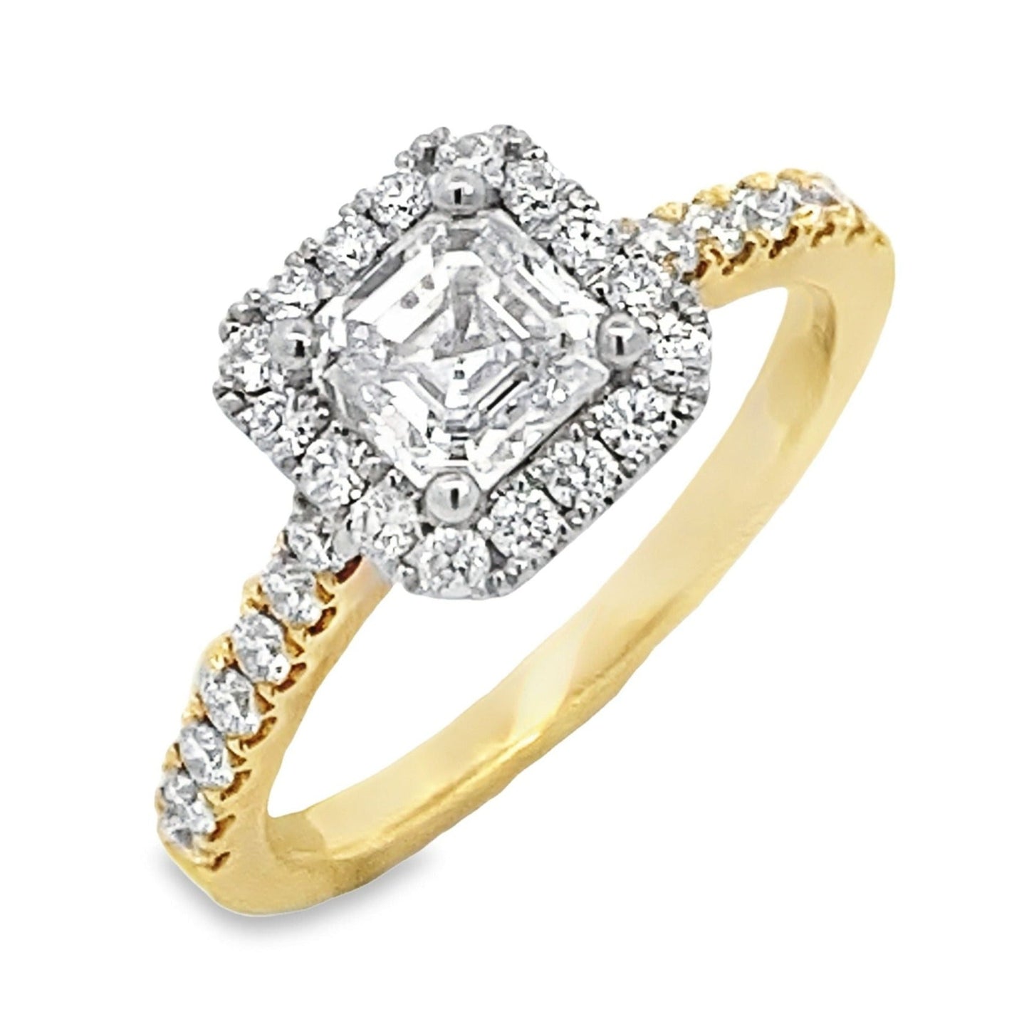 14K Yellow Gold Diamond Halo Engagement Ring