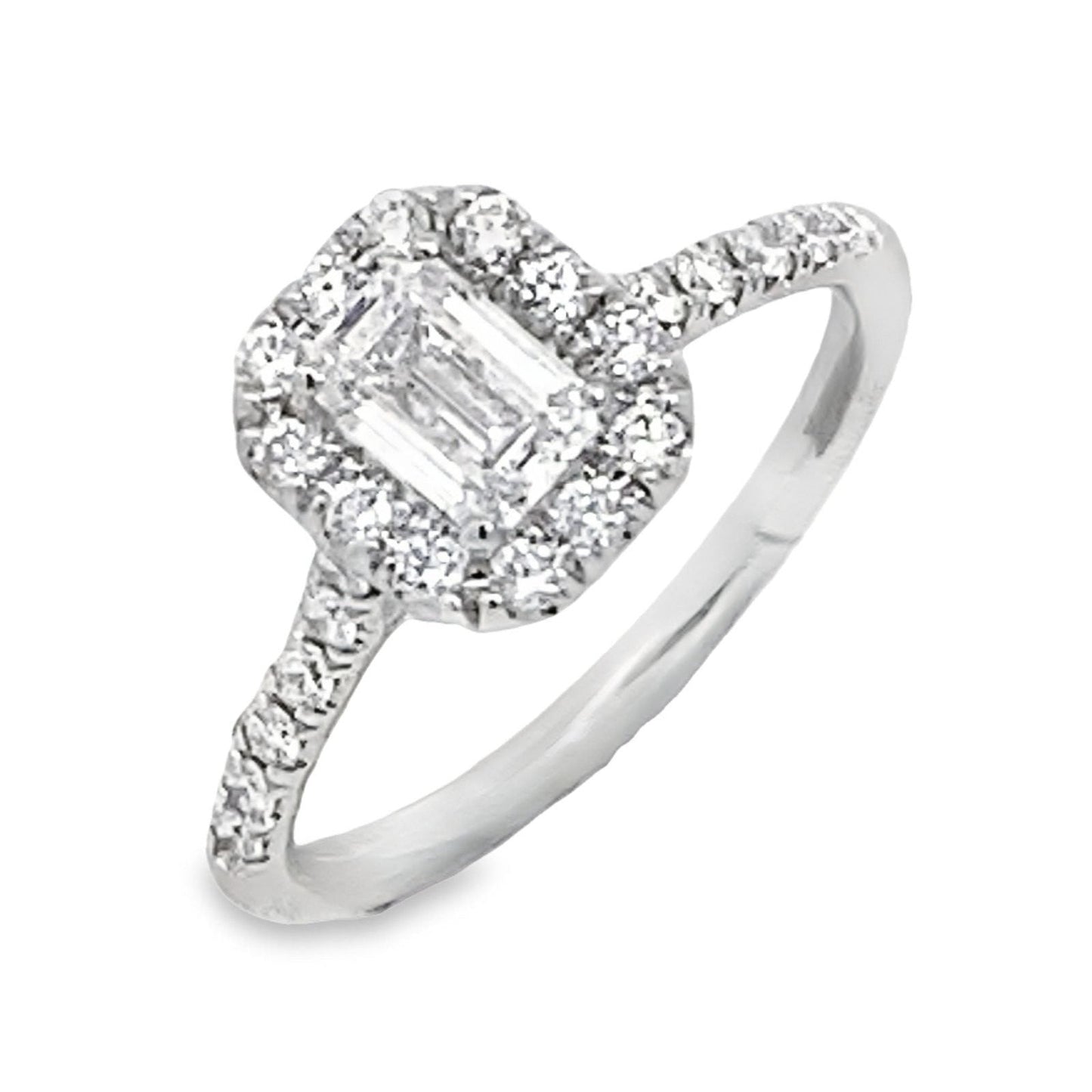 14K White Gold Diamond Halo Engagement Ring