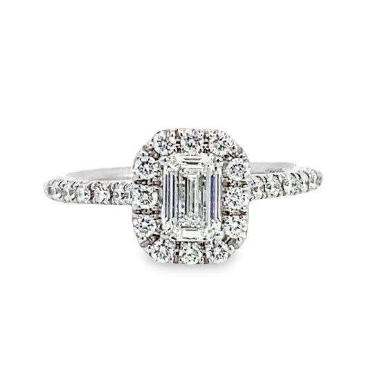 14K White Gold Diamond Halo Engagement Ring