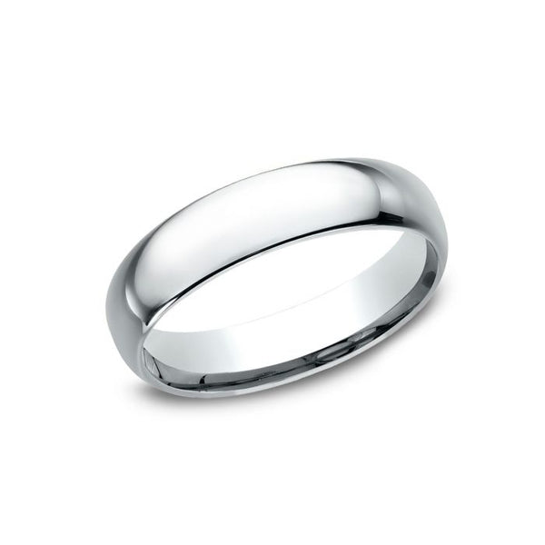 Comfort-Fit 5mm 14K White Gold Wedding Band