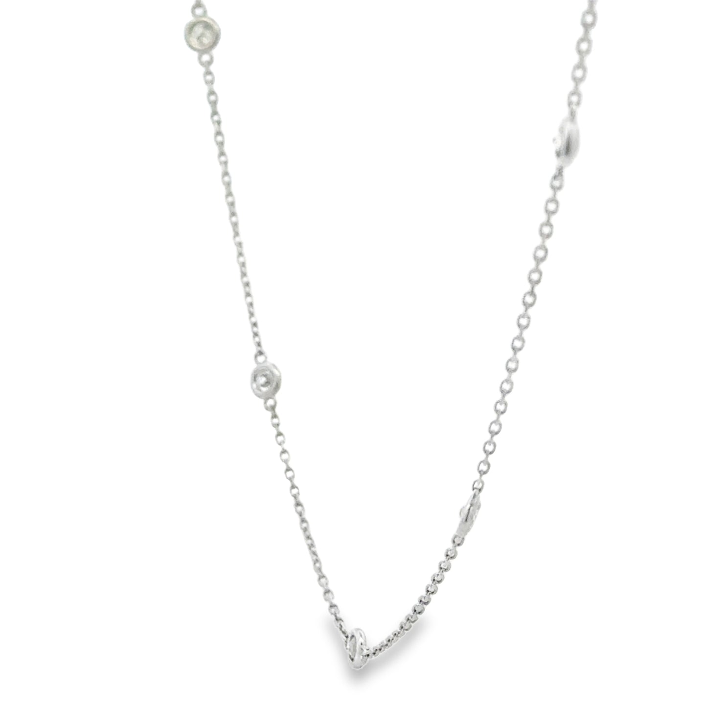 14K White Gold Diamonds by the Yard Style Necklace - 1.55 Carats
