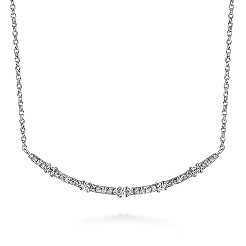 14K White Gold Diamond Bar Necklace