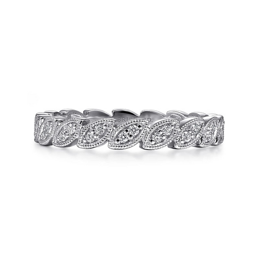 Gabriel & Co | 14K White Gold Scalloped Marquise Stackable Diamond Ring