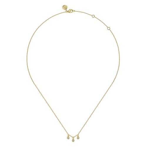 14K Yellow Gold Diamond Drop Pendant Necklace