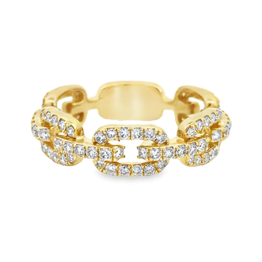 14K Yellow Gold Diamond Chain Fashion Ring