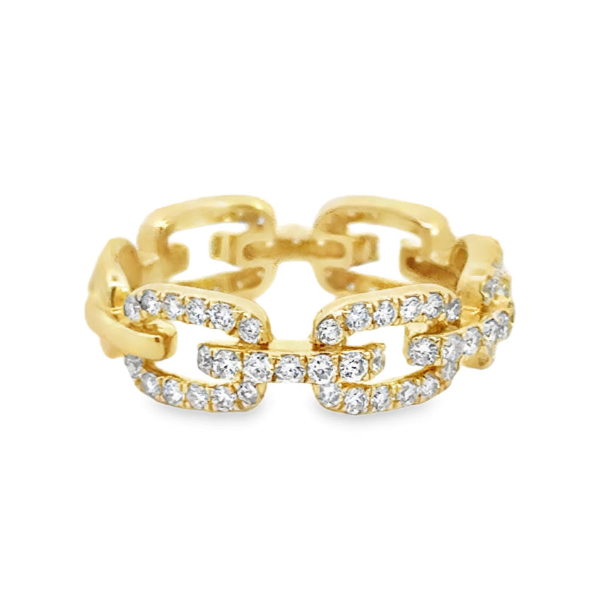 14K Yellow Gold Diamond Chain Fashion Ring