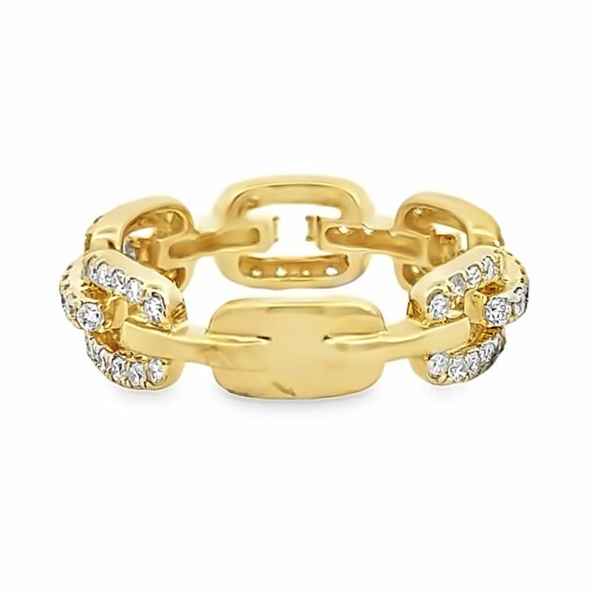 14K Yellow Gold Diamond Chain Fashion Ring
