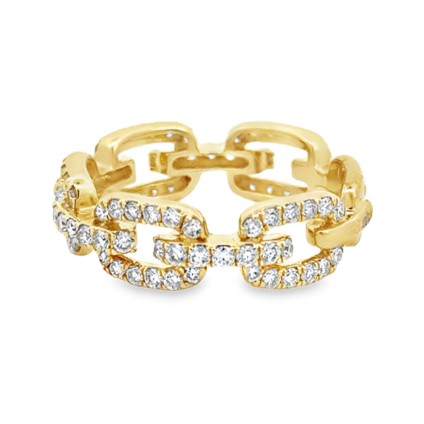 14K Yellow Gold Diamond Chain Fashion Ring