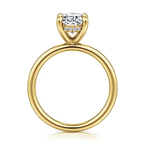 14K Yellow-White Gold Oval Hidden Halo Diamond Engagement Ring