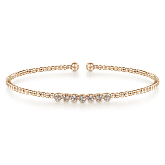14K Rose Gold Bujukan Bead and Cluster Diamond Bangle