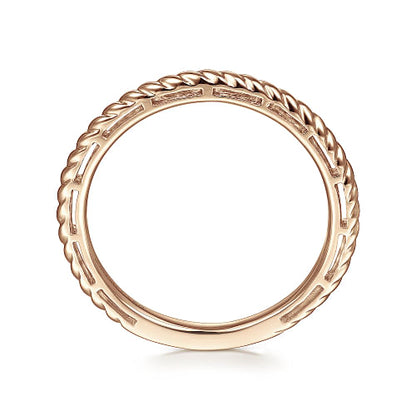 Gabriel & Co | 14K Rose Gold Twisted Rope Stackable Ring