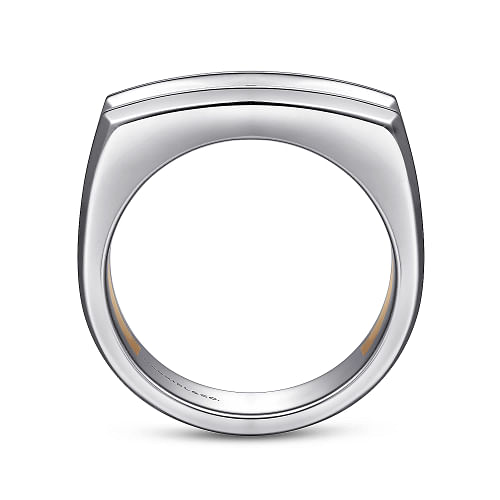 14K Rose-White Gold Faceted Ring in High Polished Finish