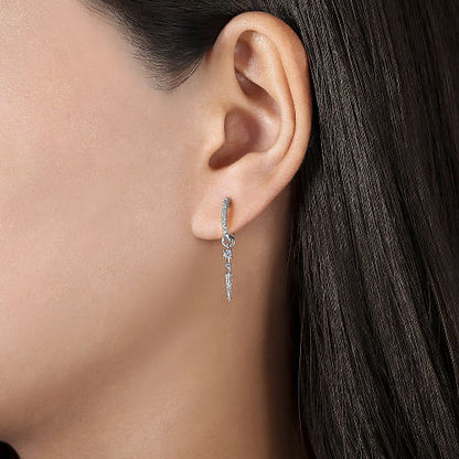 Gabriel & Co | 14K White Gold 10mm Diamond Huggie Earrings with Spike Drops