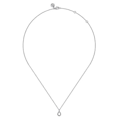 Gabriel & Co | 14K White Gold Butter Cup Set Diamond Pear Shape Pendant Necklace