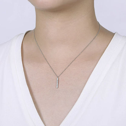 Gabriel & Co | 14K White Gold Diamond Bar Pendant Necklace