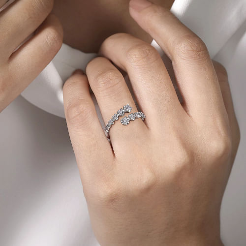 14K White Gold Diamond Bypass Ring