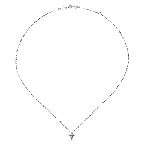 Gabriel & Co | 14K White Gold Diamond Cross Necklace