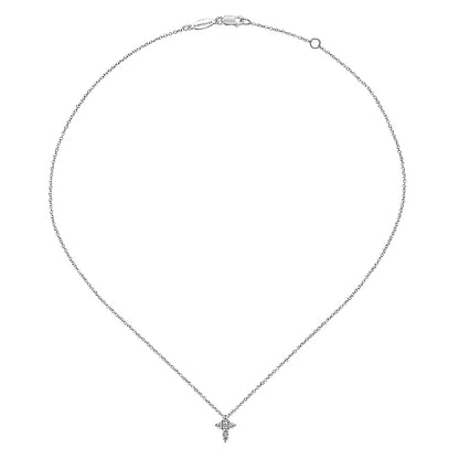 Gabriel & Co | 14K White Gold Diamond Cross Necklace