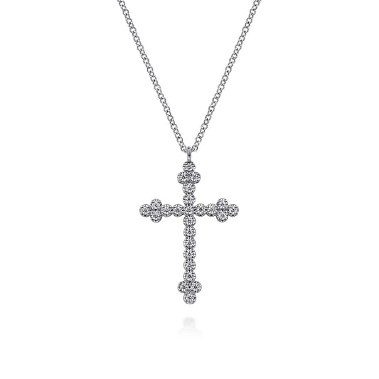 Gabriel & Co | 14K White Gold Diamond Cross Pendant Necklace