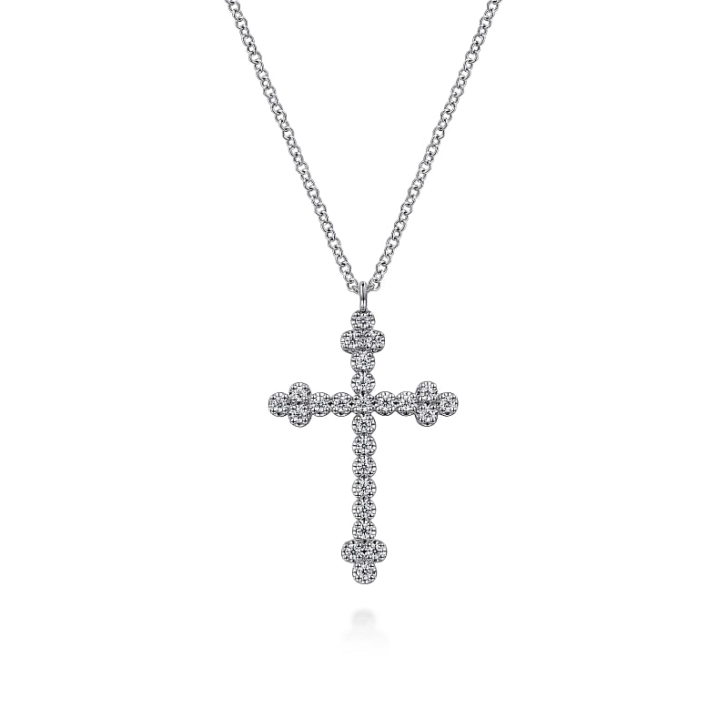 Gabriel & Co | 14K White Gold Diamond Cross Pendant Necklace