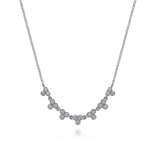 Gabriel & Co | 14K White Gold Diamond Droplet Link Necklace