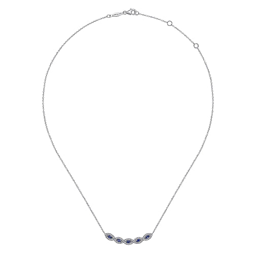 Gabriel & Co | 14K White Gold Diamond Sapphire Necklace