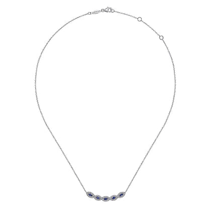 Gabriel & Co | 14K White Gold Diamond Sapphire Necklace