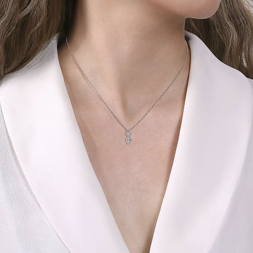 Gabriel & Co | 14K White Gold Diamond Teardrops Pendant Necklace