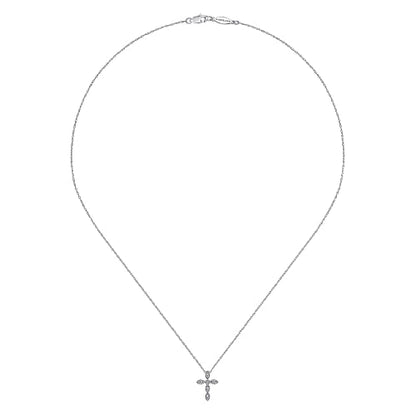 Gabriel & Co | 14K White Gold Marquise Shaped Diamond Cross Necklace