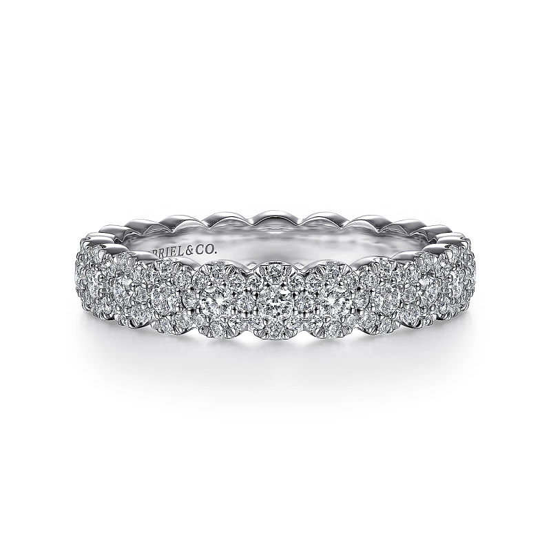 Gabriel & Co | 14K White Gold Round Diamond Halo Anniversary Band - 0.55 ct