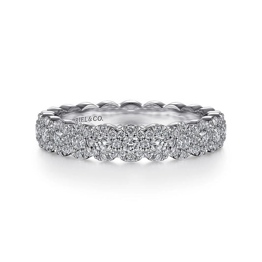 Gabriel & Co | 14K White Gold Round Diamond Halo Anniversary Band - 0.55 ct