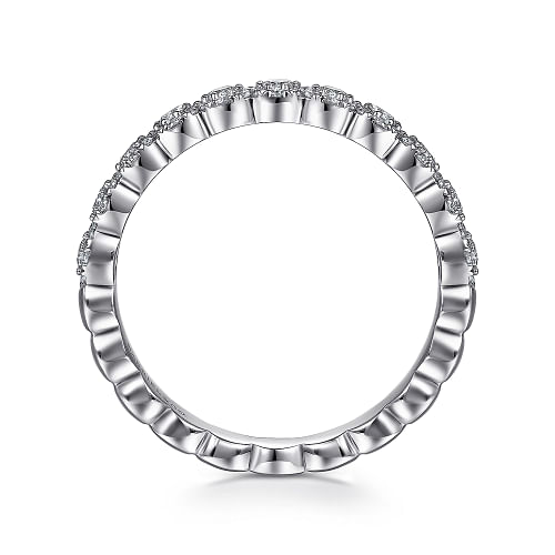 Gabriel & Co | 14K White Gold Round Diamond Halo Anniversary Band - 0.55 ct