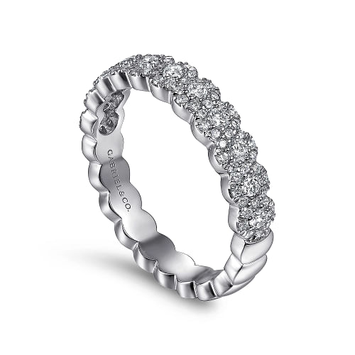 Gabriel & Co | 14K White Gold Round Diamond Halo Anniversary Band - 0.55 ct