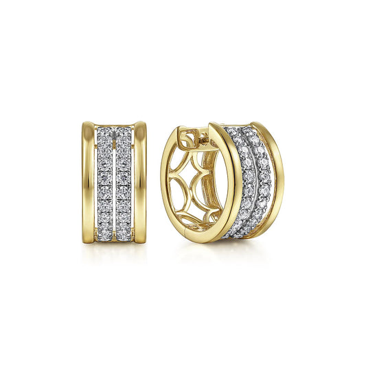 Gabriel & Co | 14K White-Yellow Gold 15mm Diamond Earrings