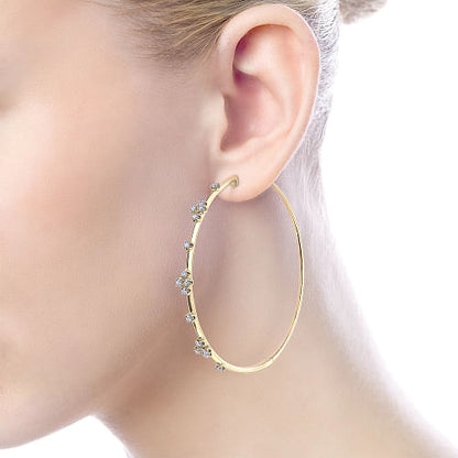 Gabriel & Co | 14K Yellow Gold 60mm Round Classic Diamond Hoop Earrings