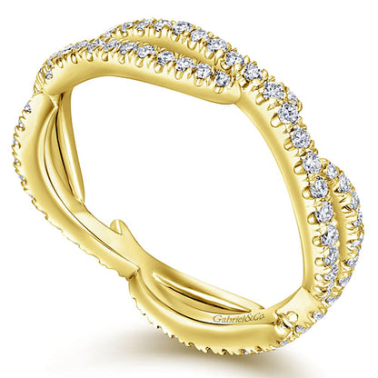 Gabriel & Co | 14K Yellow Gold Abstract Twisted Diamond Eternity Ring