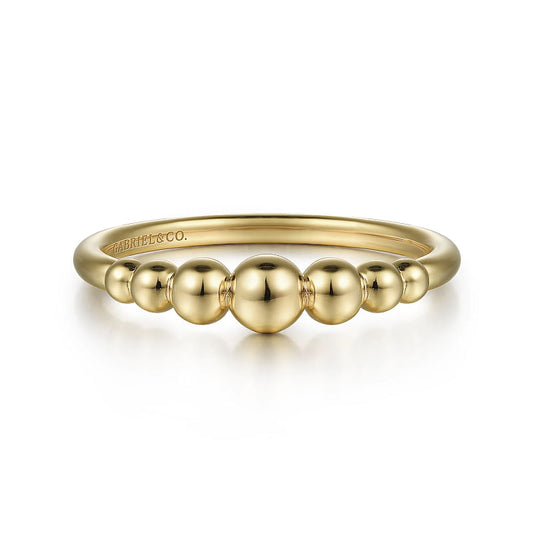 Gabriel & Co | 14K Yellow Gold Graduating Bujukan Bead Stackable Ring