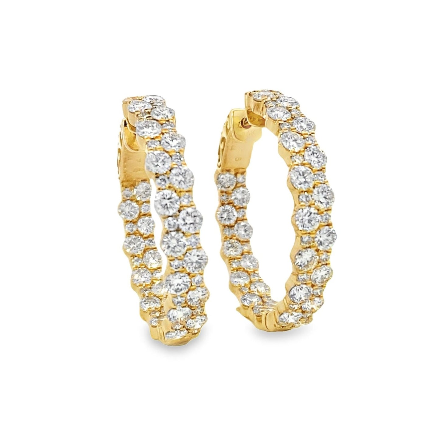 Stern International | 14K Yellow Gold Two-Row Inside Out Diamond Hoops