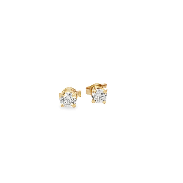 14K Yellow Gold Diamond Solitaire Stud Earrings - 0.50 Carat