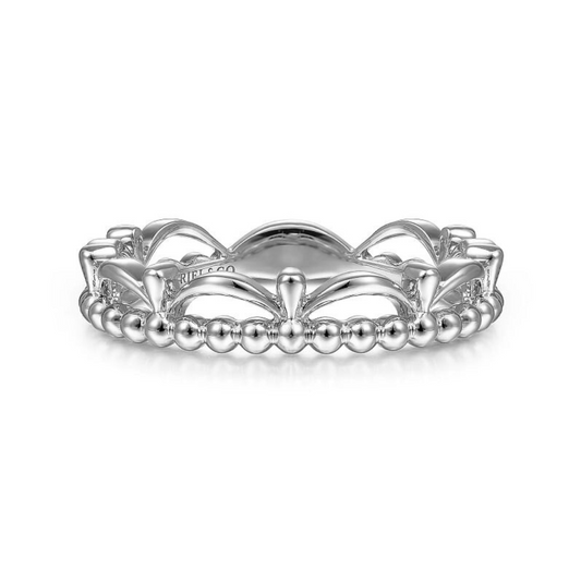 Gabriel & Co | 14K White Gold Bujukan Bead Crown Ring