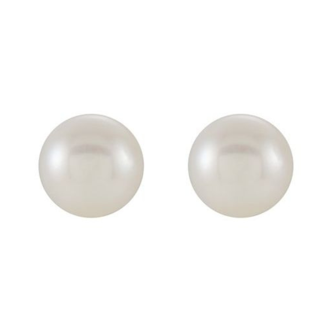 14K Yellow Gold Pearl Stud Earrings