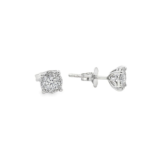 Stern International | 14K White Gold Diamond Cluster Stud Earrings - 0.30ct